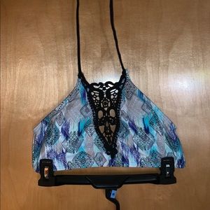 Blue design bikini top